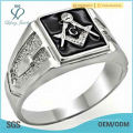 New Rhodium Overlay Black Masonic Mason Ring